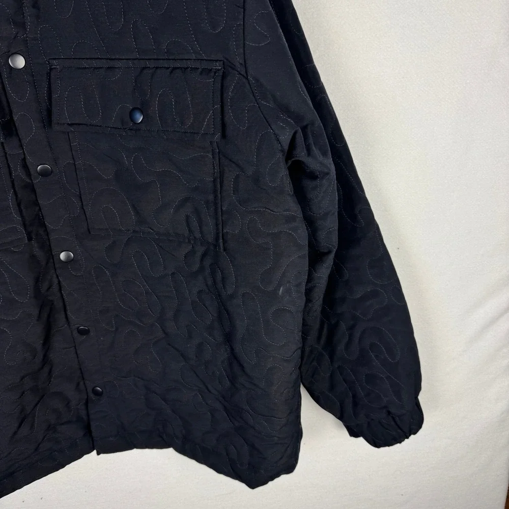 Mode of One Mens Quilted Jacket Deep Black Snap Front XL 100197726MN